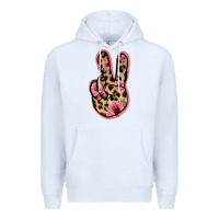 White Floral Leopard Peace Sign Premium Hoodie - Jasminsmagicworld