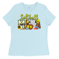 Baby Blue Softball Mama Ladies Tee - CowhideDigitalArt