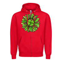 Red lucky leopard st patricks sunflower Zipper Hoodie - Jasminsmagicworld