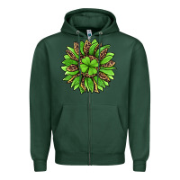 Sports Green lucky leopard st patricks sunflower Zipper Hoodie - Jasminsmagicworld
