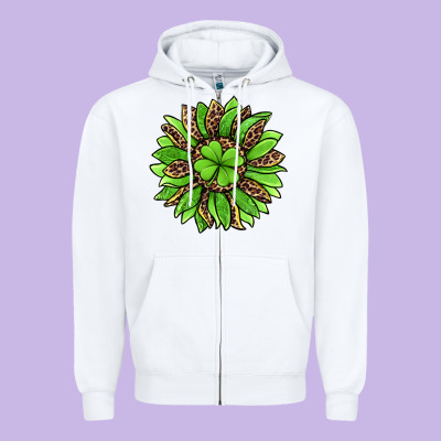 Lucky Leopard St Patricks Sunflower Zipper Hoodie Designed By Jasminsmagicworld