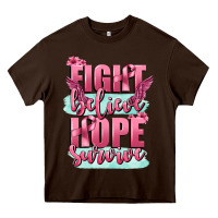 Chocolate Brown fight believe hope survive cancer awareness Heavy Core Tee - FaDigitalArtStudio
