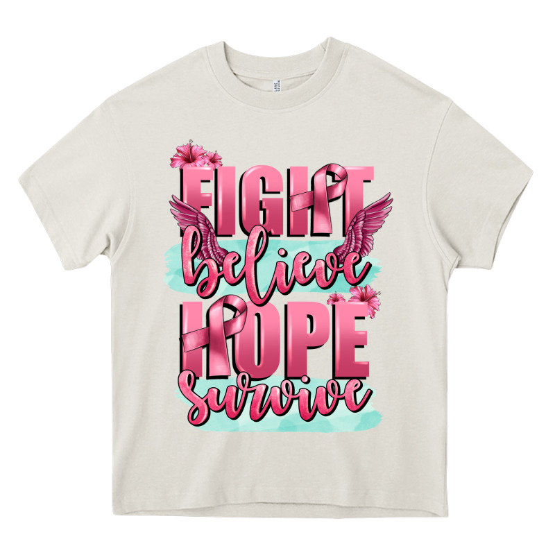 Fight Believe Hope Survive Cancer Awareness Heavy Core Tee by FaDigitalArtStudio | Teevron