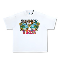 White Summer Vibes Urban Heavy Tee - CowhideDigitalArt