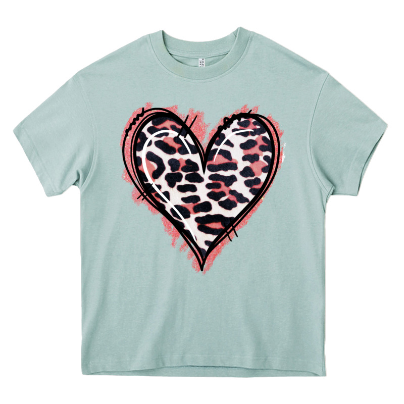 Leopard Glitter Heart Heavy Core Tee by Jasminsmagicworld | Teevron