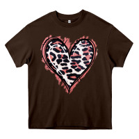 Chocolate Brown Leopard Glitter Heart Heavy Core Tee - Jasminsmagicworld