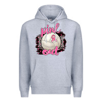 Heather Grey Pink Out Volleyball Premium Hoodie - BarkalooDesign