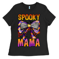Black Spooky Mama Ladies Tee - CowhideDigitalArt