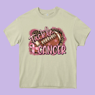 Tackle Cancer Football Heavy Core Tee Designed By Fadigitalartstudio