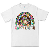 White Happy Easter Rainbow Premium Tee - BundleAndBundleShop