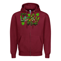 Burgundy St. Patrick's Day One Lucky Mini Zipper Hoodie - RanaPortraitStore
