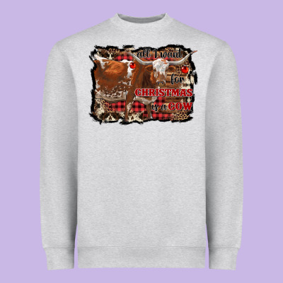 All I Want For Christmas Is A Cow Heavyweight Sweatshirt Designed By Ranaportraitstore