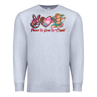 Heather Grey peace love cupid Premium Sweatshirt - RanaPortraitStore