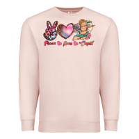 Pale Pink peace love cupid Premium Sweatshirt - RanaPortraitStore