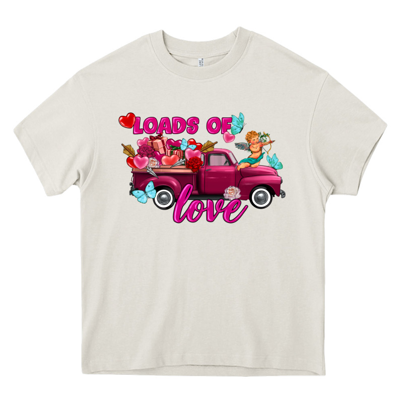 Loads Of Love Valentine's Day Truck Heavy Core Tee by FaDigitalArtStudio | Teevron