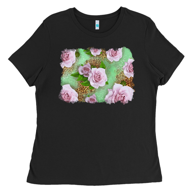 Pink Roses Background Ladies Tee by LillyAllenDesigns | Teevron