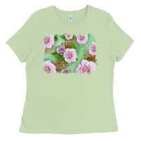 Matcha Pink Roses Background Ladies Tee - LillyAllenDesigns