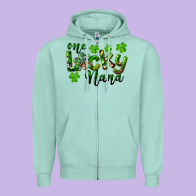 St. Patrick's Day One Lucky Nana Zipper Hoodie Designed By Ranaportraitstore