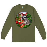 Army Green Christmas Raccoon Long Sleeve Tee - LillyAllenDesigns