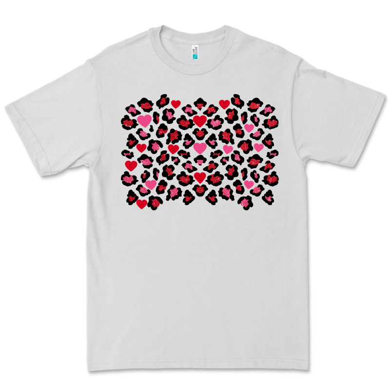 Valentines Day Leopard And Heart Background Premium Tee by FaDigitalArtStudio | Teevron