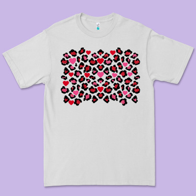 Valentines Day Leopard And Heart Background Premium Tee Designed By Fadigitalartstudio