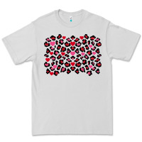 Dove Grey valentines day leopard and heart background Premium Tee - FaDigitalArtStudio