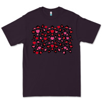 Plum valentines day leopard and heart background Premium Tee - FaDigitalArtStudio