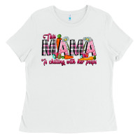 White This Mama Is Chilling With Her Peeps Ladies Tee - CowhideDigitalArt