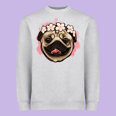 Pug Floral Heavyweight Sweatshirt Designed By Jasminsmagicworld