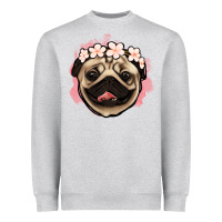 Heather Grey pug floral Heavyweight Sweatshirt - Jasminsmagicworld
