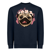 Navy pug floral Heavyweight Sweatshirt - Jasminsmagicworld