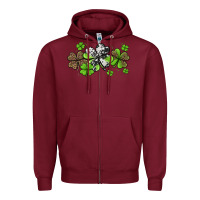 Burgundy western cowhide leopard glitter shamrocks Zipper Hoodie - Jasminsmagicworld