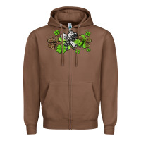 Chestnut western cowhide leopard glitter shamrocks Zipper Hoodie - Jasminsmagicworld