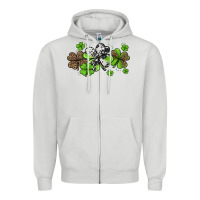Dove Grey western cowhide leopard glitter shamrocks Zipper Hoodie - Jasminsmagicworld