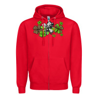 Red western cowhide leopard glitter shamrocks Zipper Hoodie - Jasminsmagicworld