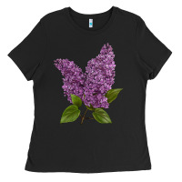 Black Purple Lilac Flower Ladies Tee - LillyAllenDesigns