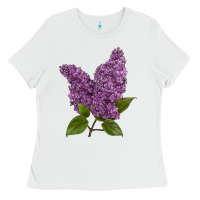 White Purple Lilac Flower Ladies Tee - LillyAllenDesigns