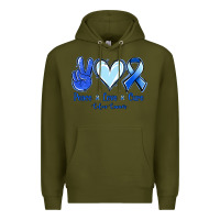 Army Green Peace Love Cure Colon Cancer Premium Hoodie - Jasminsmagicworld