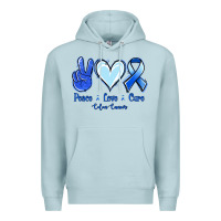 Blue Mist Peace Love Cure Colon Cancer Premium Hoodie - Jasminsmagicworld