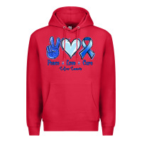 Cardinal Peace Love Cure Colon Cancer Premium Hoodie - Jasminsmagicworld
