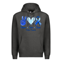 Charcoal Heather Peace Love Cure Colon Cancer Premium Hoodie - Jasminsmagicworld