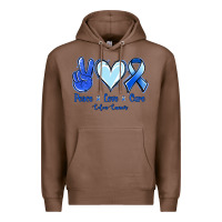 Peace Love Cure Colon Cancer Premium Hoodie | Teevron