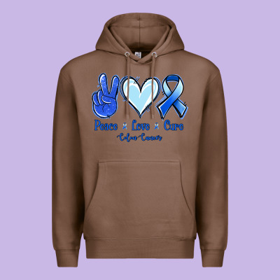 Peace Love Cure Colon Cancer Premium Hoodie Designed By Jasminsmagicworld