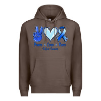 Coffee Peace Love Cure Colon Cancer Premium Hoodie - Jasminsmagicworld