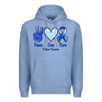 Colony Blue Peace Love Cure Colon Cancer Premium Hoodie - Jasminsmagicworld