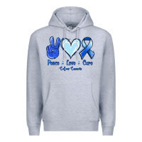 Heather Grey Peace Love Cure Colon Cancer Premium Hoodie - Jasminsmagicworld