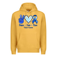 Mustard Peace Love Cure Colon Cancer Premium Hoodie - Jasminsmagicworld
