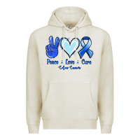 Oatmeal Heather Peace Love Cure Colon Cancer Premium Hoodie - Jasminsmagicworld
