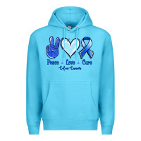 Ocean Blue Peace Love Cure Colon Cancer Premium Hoodie - Jasminsmagicworld