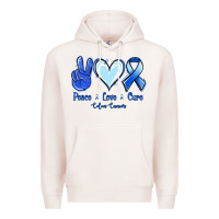 Pale Pink Peace Love Cure Colon Cancer Premium Hoodie - Jasminsmagicworld
